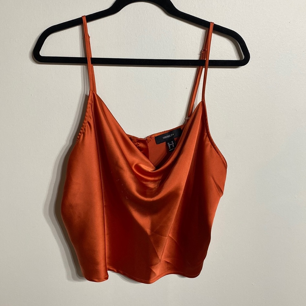 Forever 21 orange silky crop top